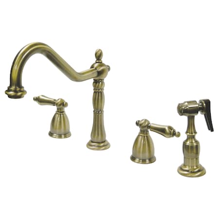 Kingston Brass Widespread Kitchen Faucet, Antique Brass KB1793ALBS
